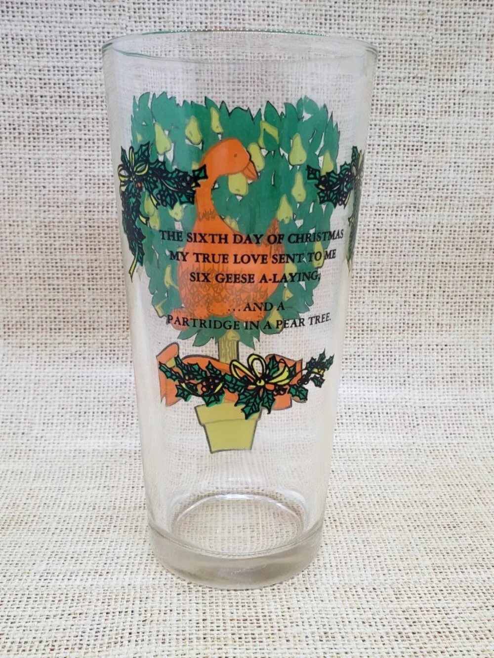 Vintage 12 Days of Christmas Pepsi Drinking Glass Day 6 Geese Laying 1970s Carol